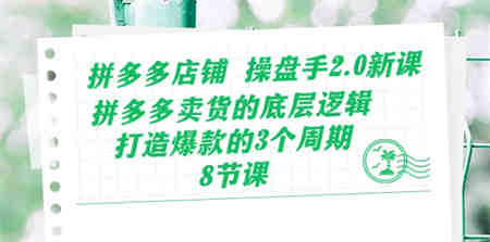 拼多多店铺操盘手2.0新课，拼多多卖货的底层逻辑，打造爆款的3个周期（8节）-侠客分享网