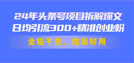 24年头条号项目拆解爆文，日均引流300+精准创业粉，全程干货，粗暴好用-侠客分享网