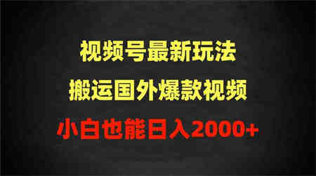 （9796期）2024视频号最新玩法，搬运国外爆款视频，100%过原创，小白也能日入2000+-侠客分享网