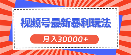 视频号最新暴利玩法，轻松月入30000+-侠客分享网