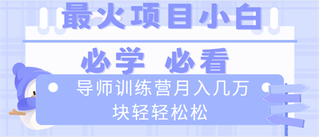 导师训练营互联网最牛逼的项目没有之一，新手小白必学，月入2万+轻轻松松-侠客分享网