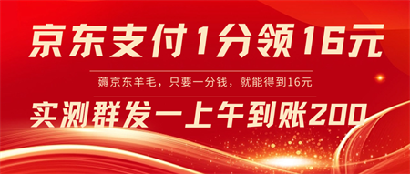 京东支付1分得16元实操到账200-侠客分享网