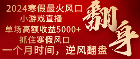 2024年最火寒假风口项目 小游戏直播 单场收益5000+抓住风口 一个月直接提车-侠客分享网