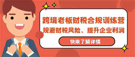 跨境老板财税合规训练营，规避财税风险、提升企业利润-侠客分享网