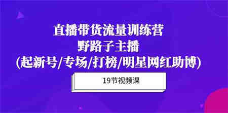 （10016期）直播带货流量特训营，野路子主播(起新号/专场/打榜/明星网红助博)19节课-侠客分享网