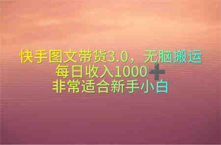 （10252期）快手图文带货3.0，无脑搬运，每日收入1000＋，非常适合新手小白-侠客分享网