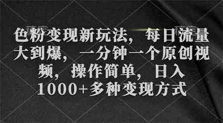 （9282期）色粉变现新玩法，每日流量大到爆，一分钟一个原创视频，操作简单，日入1…-侠客分享网