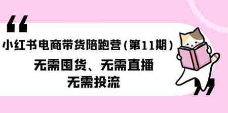 （9996期）小红书电商带货陪跑营(第11期)无需囤货、无需直播、无需投流（送往期10套）-侠客分享网