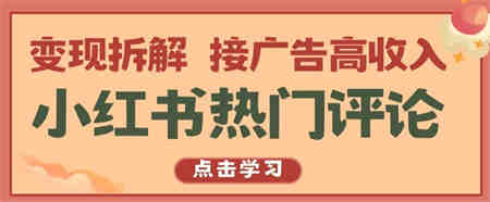 小红书热门评论，变现拆解，接广告高收入【揭秘 】-侠客分享网