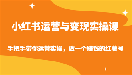 小红书运营与变现实操课-手把手带你运营实操，做一个赚钱的红薯号-侠客分享网