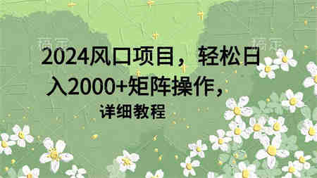 （9652期）2024风口项目，轻松日入2000+矩阵操作，详细教程-侠客分享网