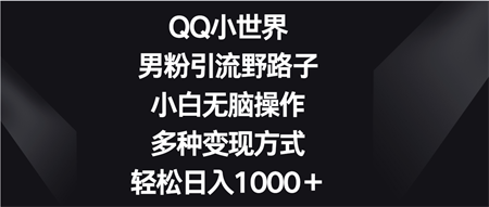 QQ小世界男粉引流野路子，小白无脑操作，多种变现方式轻松日入1000＋-侠客分享网