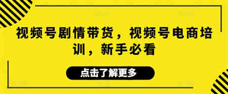 视频号剧情带货，视频号电商培训，新手必看-侠客分享网