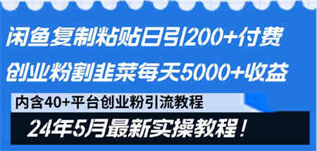 闲鱼复制粘贴日引200+付费创业粉，24年5月最新方法！割韭菜日稳定5000+收益-侠客分享网