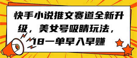 （9776期）快手小说推文赛道全新升级，美女号吸睛玩法，18一单早入早赚-侠客分享网