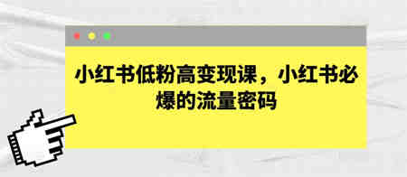 小红书低粉高变现课，小红书必爆的流量密码-侠客分享网