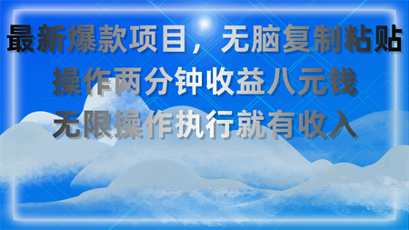 最新爆款项目，无脑复制粘贴，操作两分钟收益八元钱，无限操作执行就有收入-侠客分享网