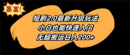 （9375期）短剧2.0最新升级玩法，小白也能快速入门，无脑搬运日入200+-侠客分享网