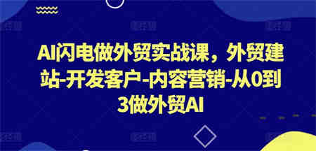 AI闪电做外贸实战课，​外贸建站-开发客户-内容营销-从0到3做外贸AI-侠客分享网