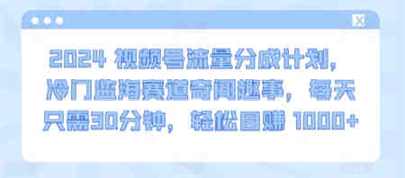 2024视频号流量分成计划，冷门监海赛道奇闻趣事，每天只需30分钟，轻松目赚 1000+-侠客分享网