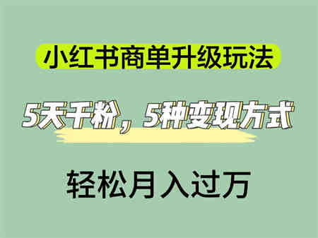 小红书商单升级玩法，5天千粉，5种变现渠道，轻松月入1万+-侠客分享网