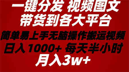 （10667期）2024年 一键分发带货图文视频  简单易上手 无脑赚收益 每天半小时日入1…-侠客分享网