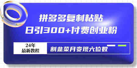 （9129期）拼多多复制粘贴日引300+付费创业粉，割韭菜月变现六位数最新教程！-侠客分享网