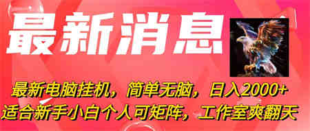 （10800期）最新电脑挂机，简单无脑，日入2000+适合新手小白个人可矩阵，工作室模…-侠客分享网