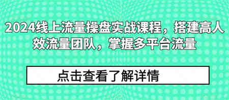 2024线上流量操盘实战课程，搭建高人效流量团队，掌握多平台流量-侠客分享网