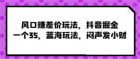 （10022期）风口赚差价玩法，抖音掘金，一个35，蓝海玩法，闷声发小财-侠客分享网