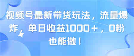 （10858期）视频号最新带货玩法，流量爆炸，单日收益1000＋，0粉也能做！-侠客分享网