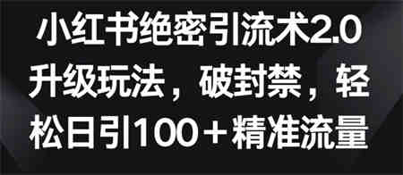 小红书绝密引流术2.0升级玩法，破封禁，轻松日引100+精准流量-侠客分享网