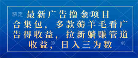 最新广告撸金项目合集包，多款薅羊毛看广告收益 拉新管道收益，日入三为数-侠客分享网