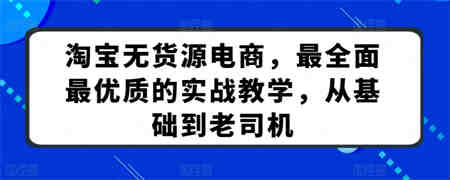 淘宝无货源电商，最全面最优质的实战教学，从基础到老司机-侠客分享网