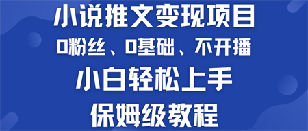 小说推文变现项目 0基础 不开播 小白轻松上手 保姆级教程-侠客分享网