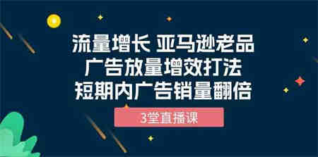 流量增长 亚马逊老品广告放量增效打法，短期内广告销量翻倍（3堂直播课）-侠客分享网