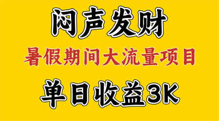 闷声发财，假期大流量项目，单日收益3千+ ，拿出执行力，两个月翻身-侠客分享网