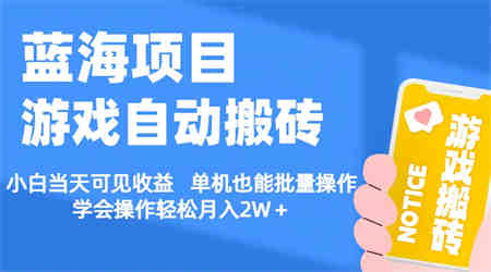 【蓝海项目】游戏自动搬砖 小白当天可见收益 单机也能批量操作-侠客分享网