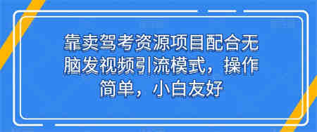 靠卖驾考资源项目配合无脑发视频引流模式，操作简单，小白友好-侠客分享网