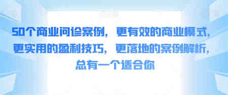 50个商业问诊案例，更有效的商业模式，更实用的盈利技巧，更落地的案例解析，总有一个适合你-侠客分享网