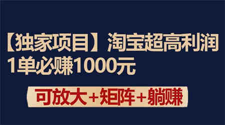 独家淘宝超高利润项目：1单必赚1000元，可放大可矩阵操作-侠客分享网