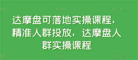 达摩盘可落地实操课程，精准人群投放，达摩盘人群实操课程-侠客分享网