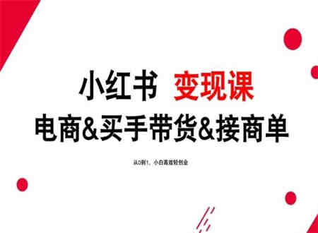 2024年最新小红书变现课，电商&买手带货&接商单，从0到1，小白高效轻创业-侠客分享网