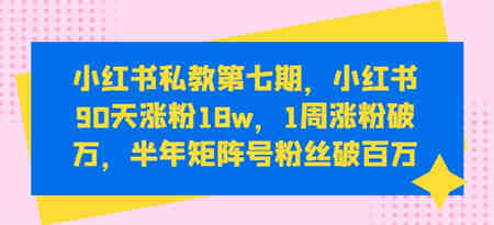 小红书私教第七期，小红书90天涨粉18w，1周涨粉破万，半年矩阵号粉丝破百万-侠客分享网