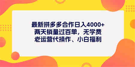 最新拼多多项目日入4000+两天销量过百单，无学费、老运营代操作、小白福利-侠客分享网