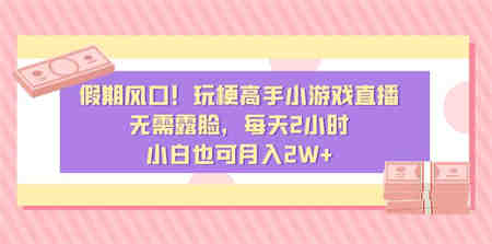 假期风口！玩梗高手小游戏直播，无需露脸，每天2小时，小白也可月入2W+-侠客分享网