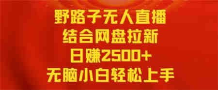 野路子无人直播结合网盘拉新，日赚2500+，小白无脑轻松上手-侠客分享网