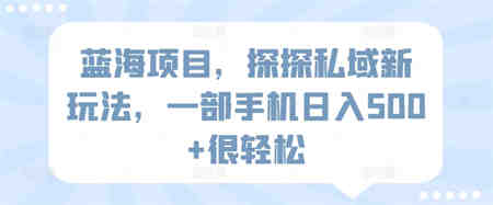 蓝海项目，探探私域新玩法，一部手机日入500+很轻松-侠客分享网