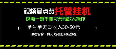 （10644期）视频号点赞托管挂机，单号单天利润30~50，一部手机无限放大（附带无限…-侠客分享网