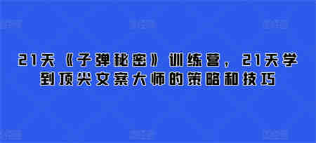 21天《子弹秘密》训练营，21天学到顶尖文案大师的策略和技巧-侠客分享网